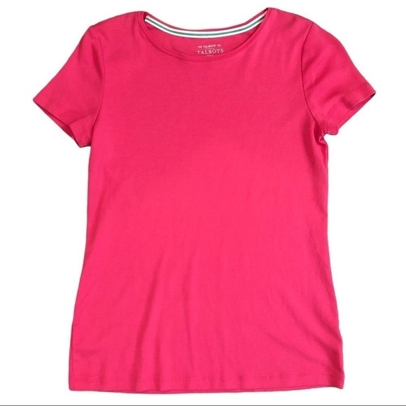 Talbots Tee Petite Tee Shirt Top Bright Pink Pima Cotton Petite Size Small - Picture 1 of 4